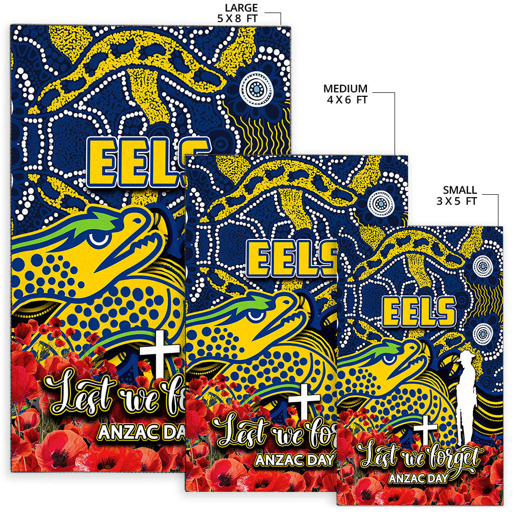 Eels Area Rug ANZAC Day Poppy Flowers With Aboriginal - Vibe Hoodie Shop