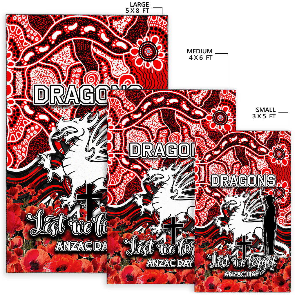 St. George Dragons Area Rug ANZAC Day Poppy Flowers With Aboriginal - Vibe Hoodie Shop