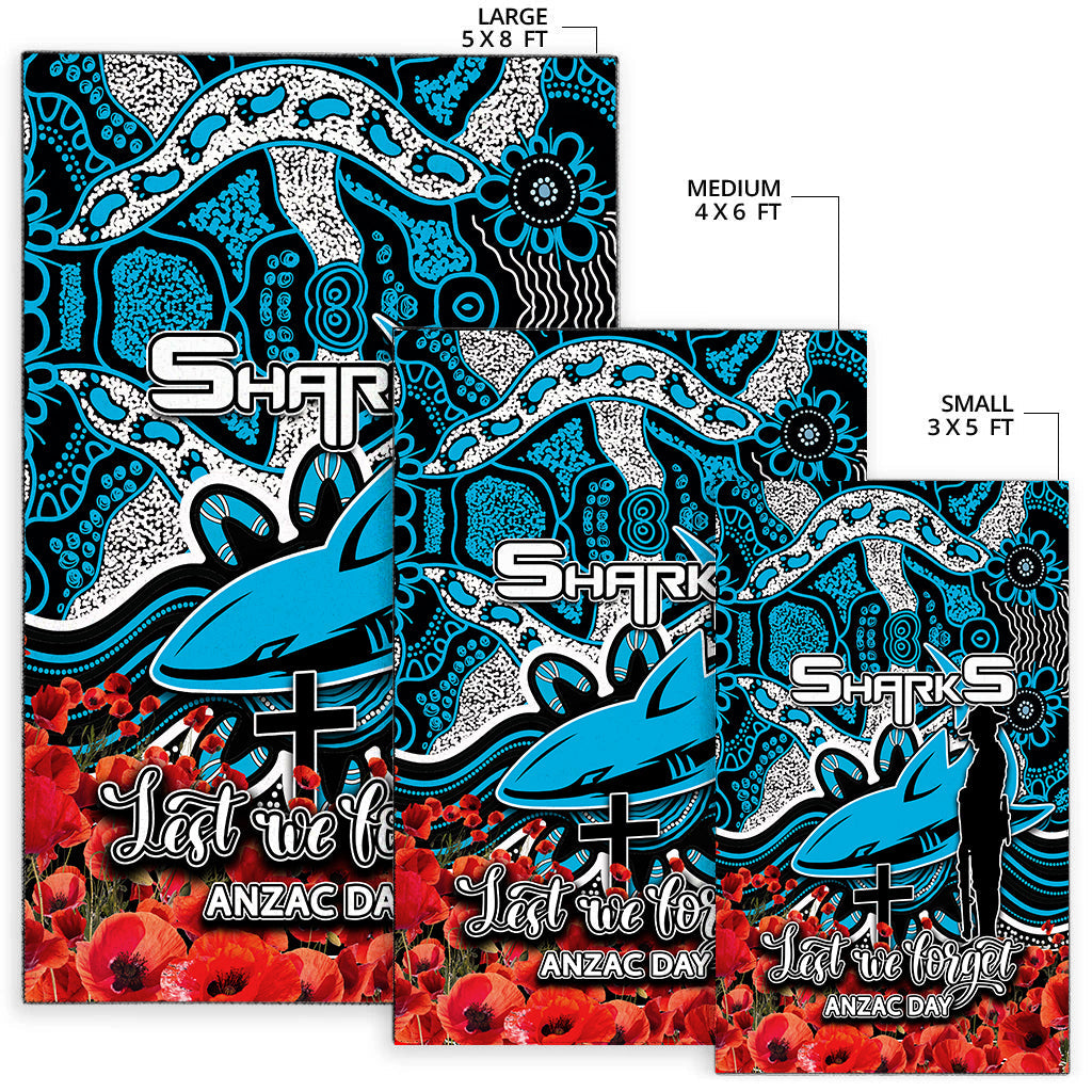 Sharks Area Rug ANZAC Day Poppy Flowers With Aboriginal - Vibe Hoodie Shop