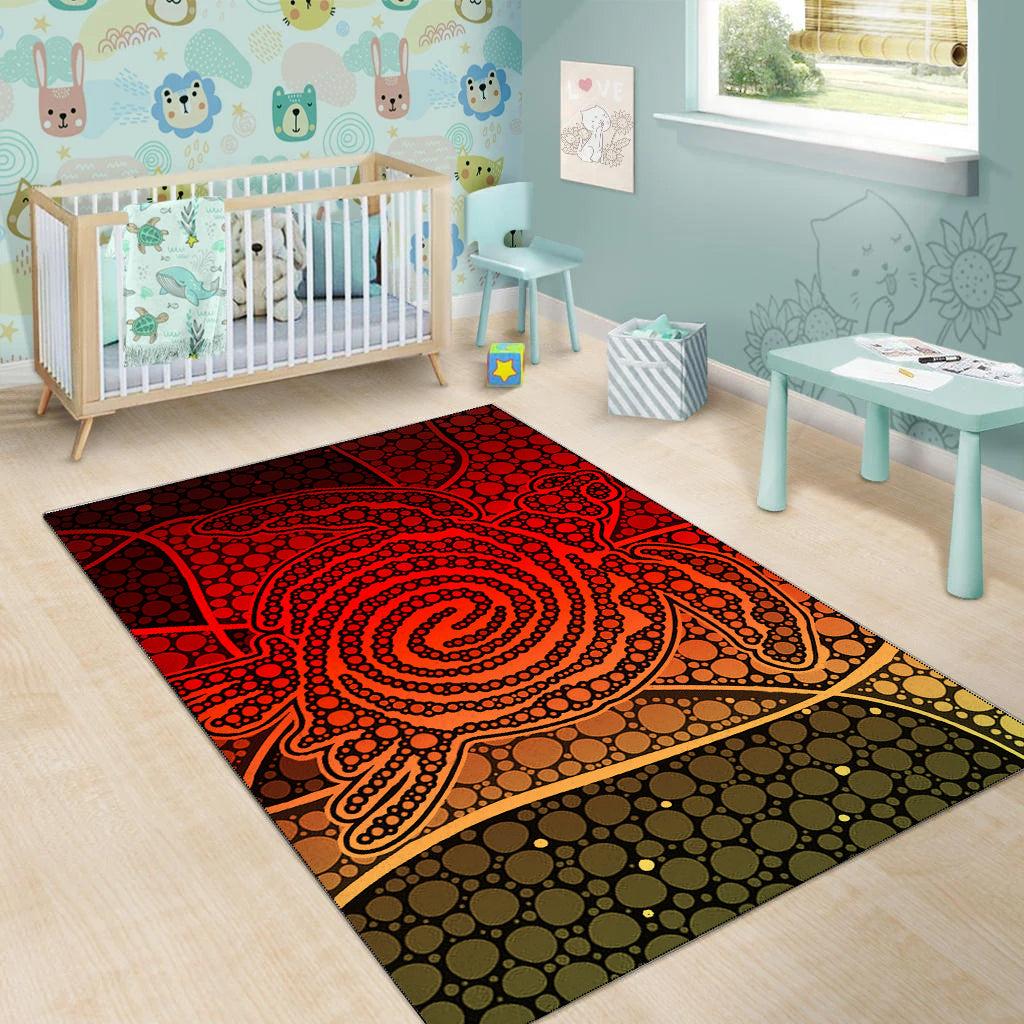 Turtle Area Rug Aboriginal Red Style - Vibe Hoodie Shop