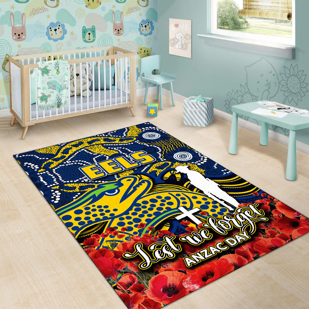 Eels Area Rug ANZAC Day Poppy Flowers With Aboriginal - Vibe Hoodie Shop