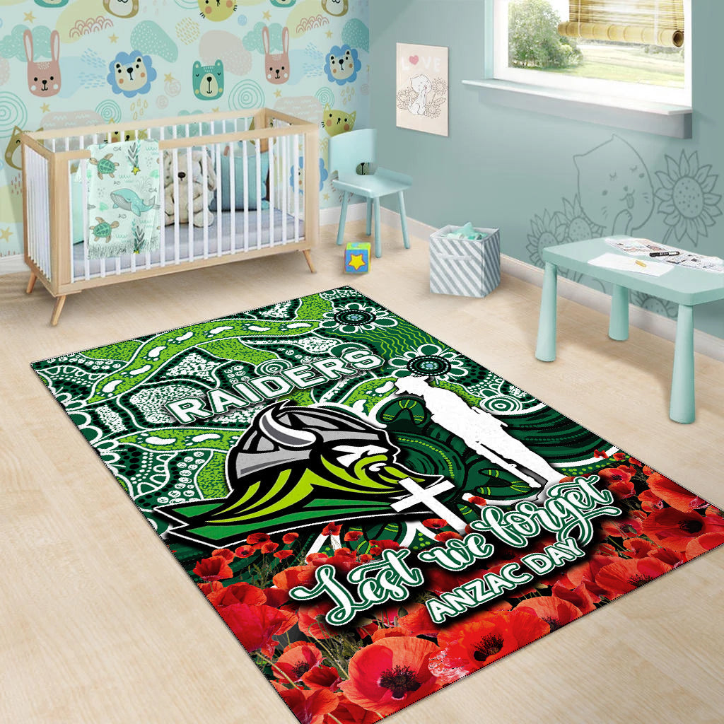 Raiders Area Rug ANZAC Day Poppy Flowers With Aboriginal - Vibe Hoodie Shop