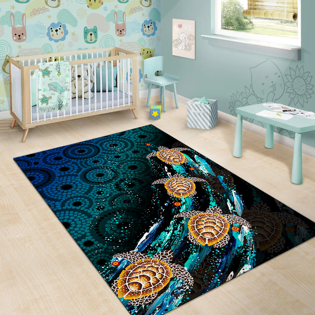 Turtle Area Rug Aboriginal No.4 - Vibe Hoodie Shop