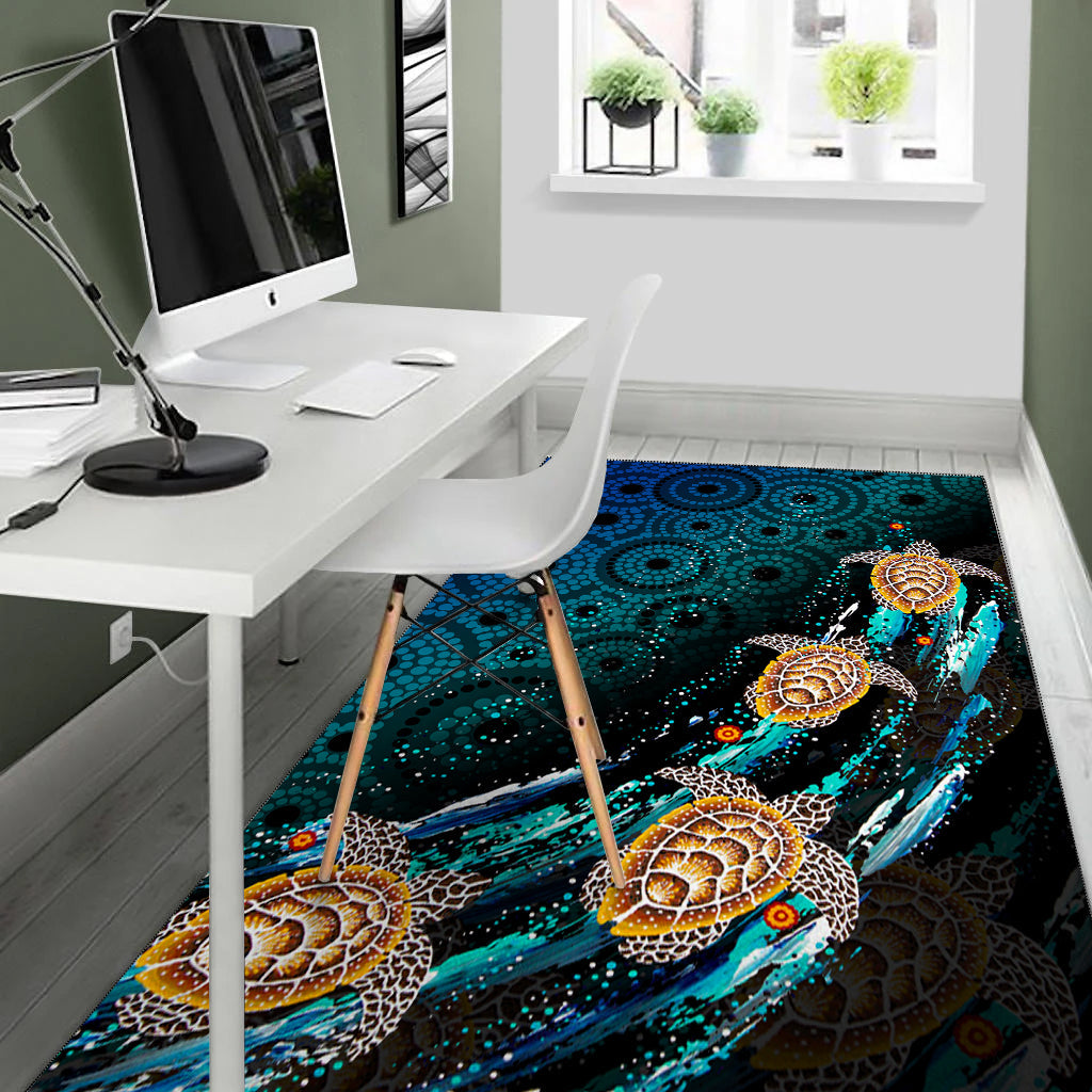 Turtle Area Rug Aboriginal No.4 - Vibe Hoodie Shop