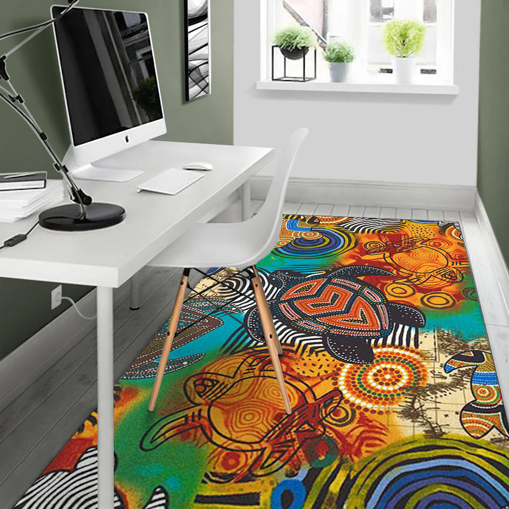 Turtle Area Rug Aboriginal No.3 - Vibe Hoodie Shop