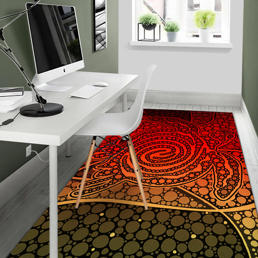 Turtle Area Rug Aboriginal Red Style - Vibe Hoodie Shop