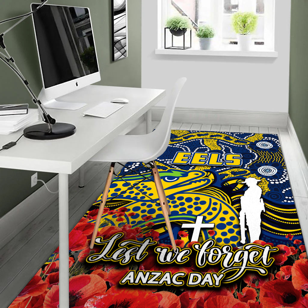 Eels Area Rug ANZAC Day Poppy Flowers With Aboriginal - Vibe Hoodie Shop