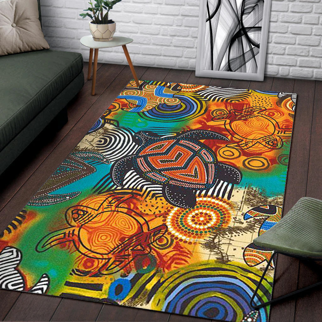 Turtle Area Rug Aboriginal No.3 - Vibe Hoodie Shop