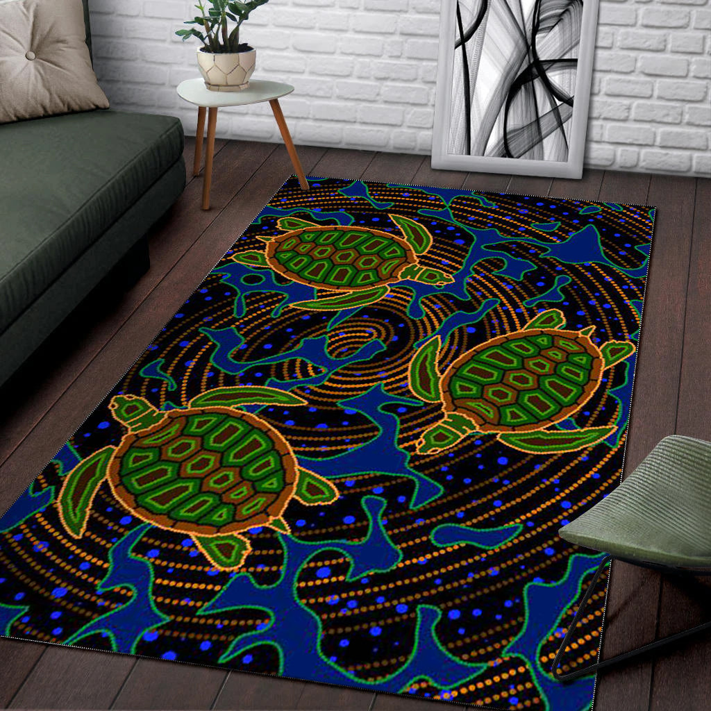 Turtle Area Rug Aboriginal No.2 - Vibe Hoodie Shop