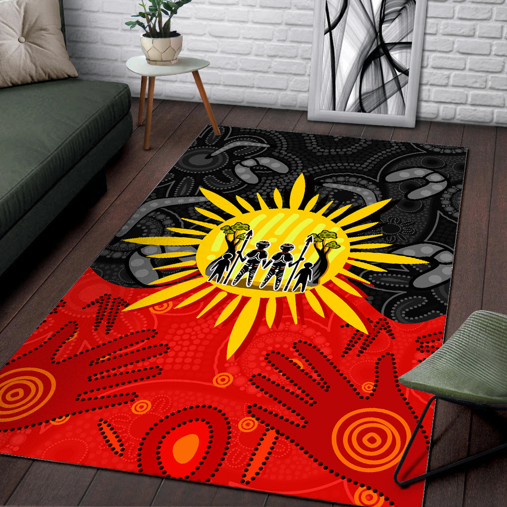 Aboriginal Family Area Rug Flag Style - Vibe Hoodie Shop