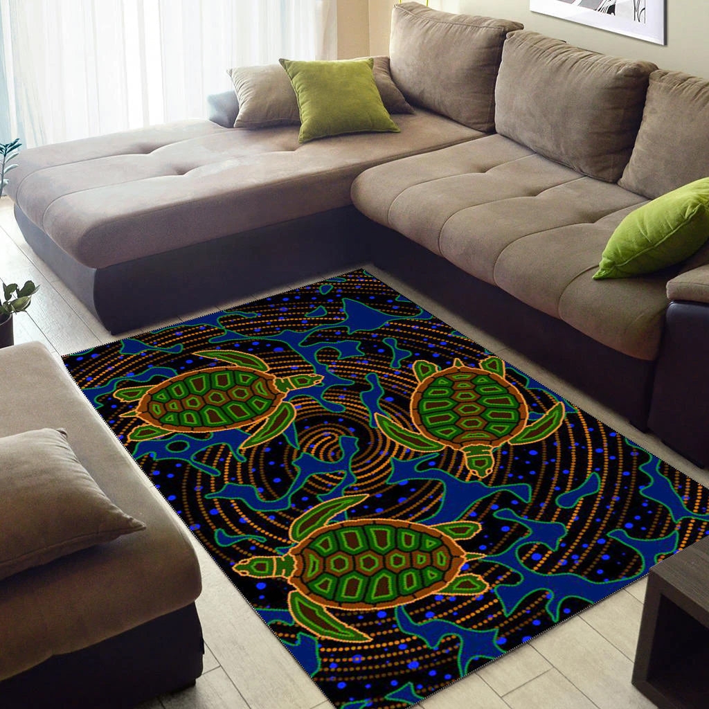 Turtle Area Rug Aboriginal No.2 - Vibe Hoodie Shop