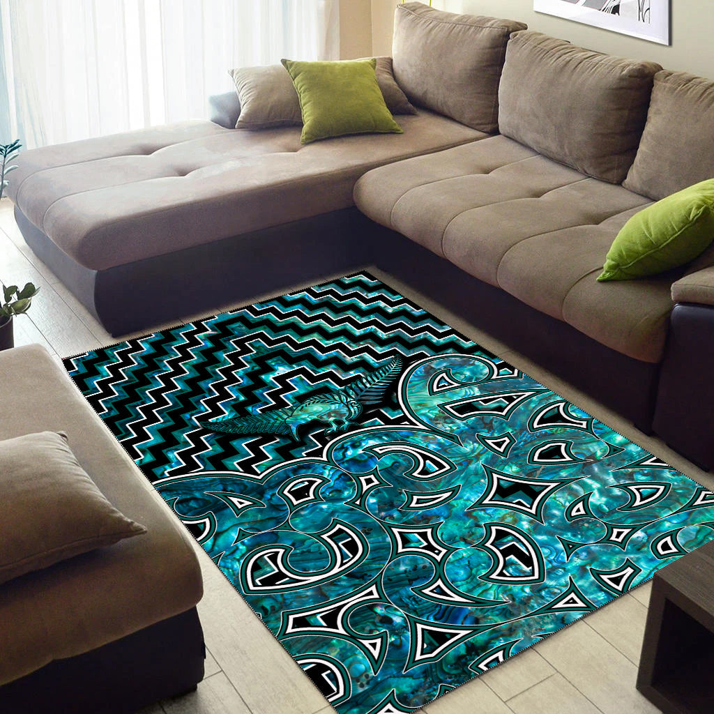 New Zealand Area Rug Maori Graphic Tee patterns Paua Shell - Vibe Hoodie Shop