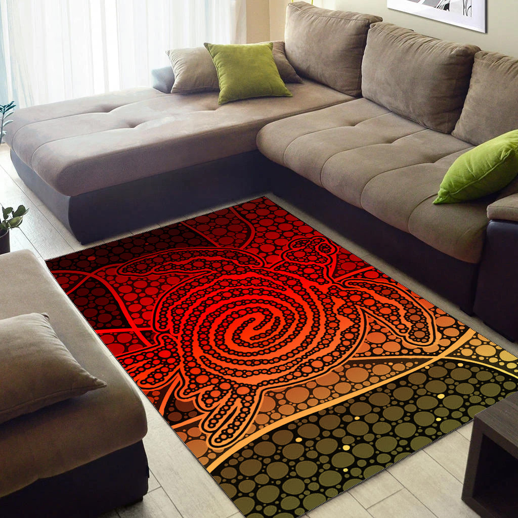 Turtle Area Rug Aboriginal Red Style - Vibe Hoodie Shop