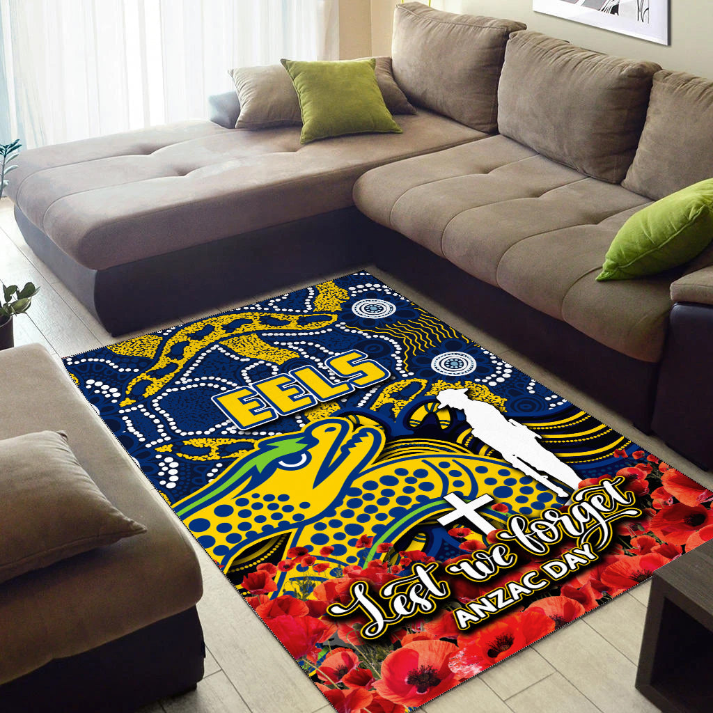 Eels Area Rug ANZAC Day Poppy Flowers With Aboriginal - Vibe Hoodie Shop