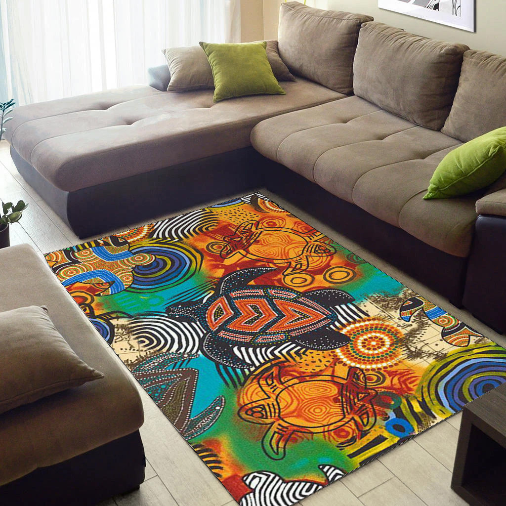 Turtle Area Rug Aboriginal No.3 - Vibe Hoodie Shop