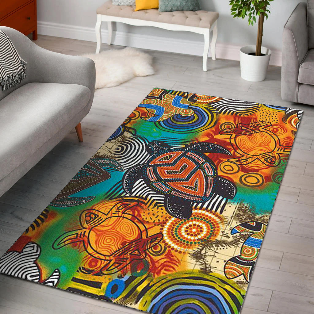 Turtle Area Rug Aboriginal No.3 - Vibe Hoodie Shop