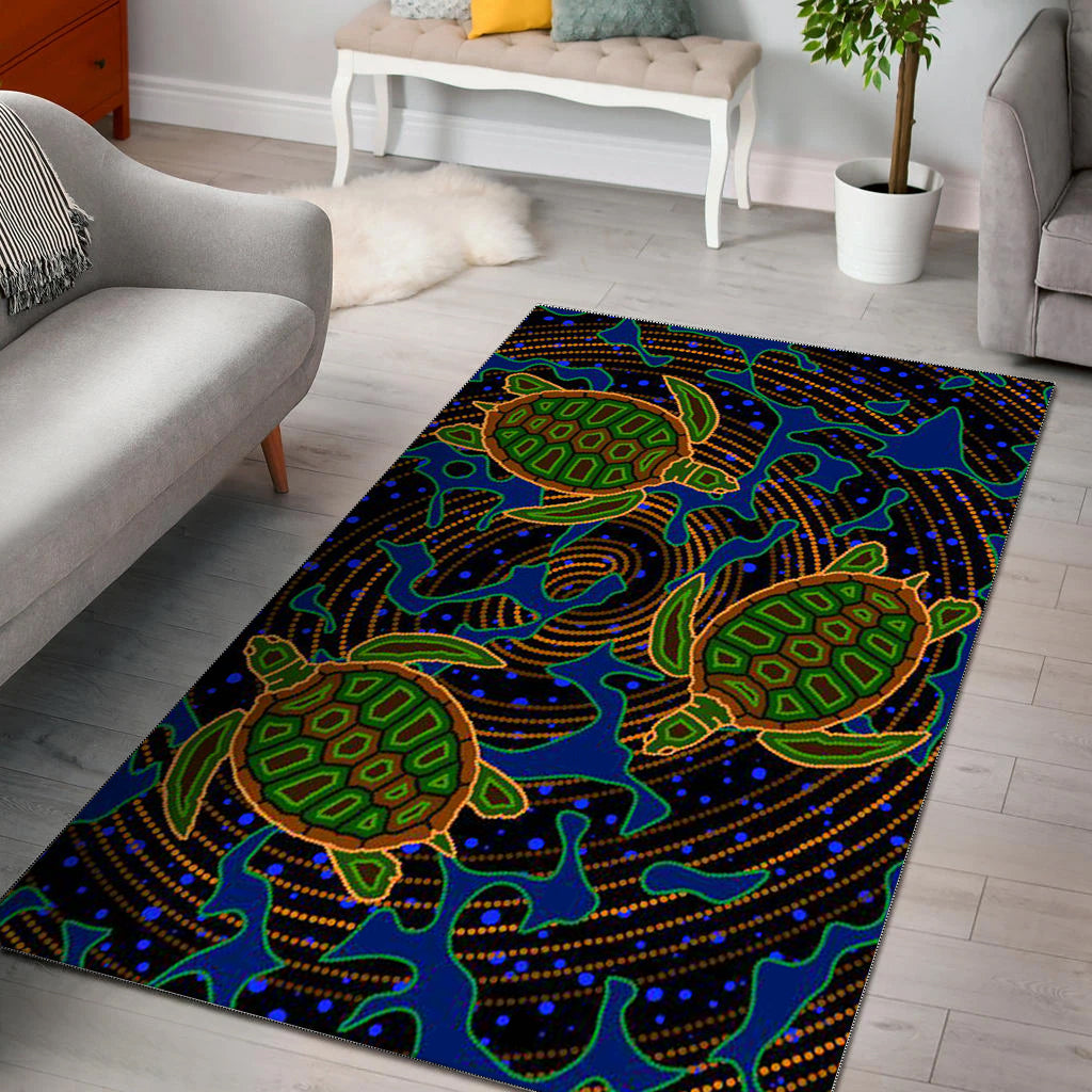 Turtle Area Rug Aboriginal No.2 - Vibe Hoodie Shop