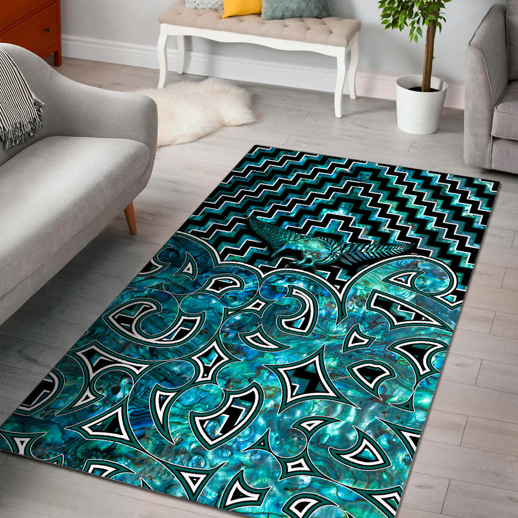 New Zealand Area Rug Maori Graphic Tee patterns Paua Shell - Vibe Hoodie Shop