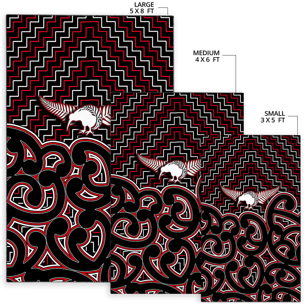 New Zealand Area Rug Maori Graphic Tee patterns Red - Vibe Hoodie Shop