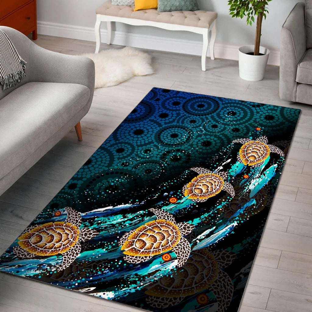 Turtle Area Rug Aboriginal No.4 - Vibe Hoodie Shop