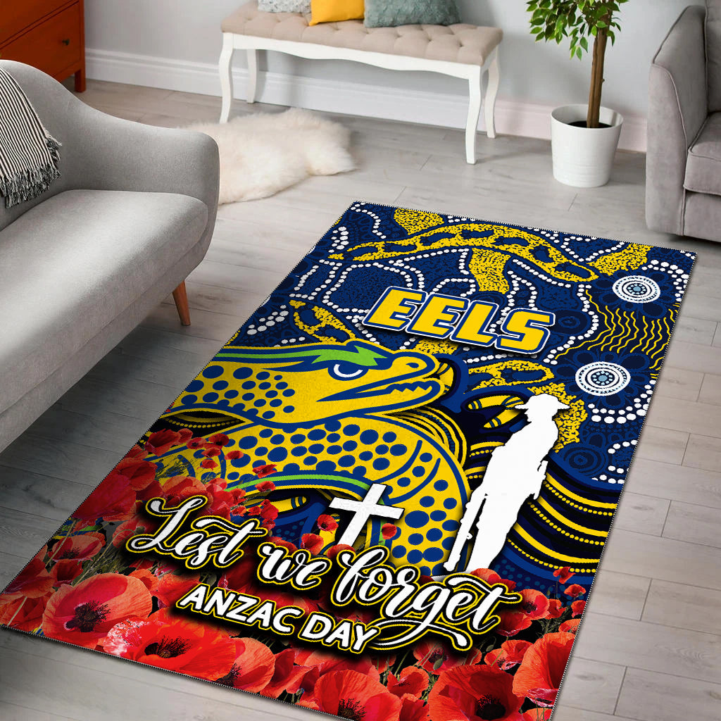 Eels Area Rug ANZAC Day Poppy Flowers With Aboriginal - Vibe Hoodie Shop