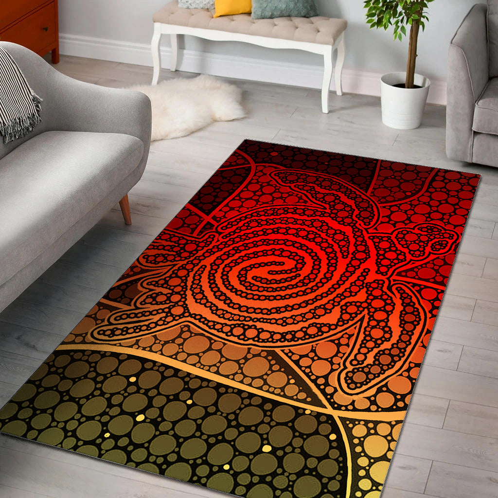 Turtle Area Rug Aboriginal Red Style - Vibe Hoodie Shop