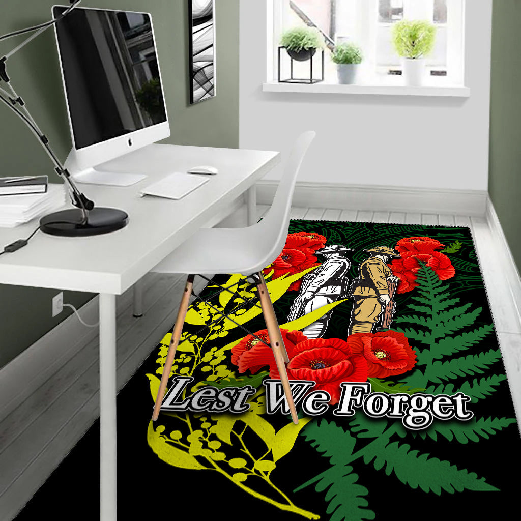 ANZAC Day Area Rug Maori Patterns Green Color - Vibe Hoodie Shop