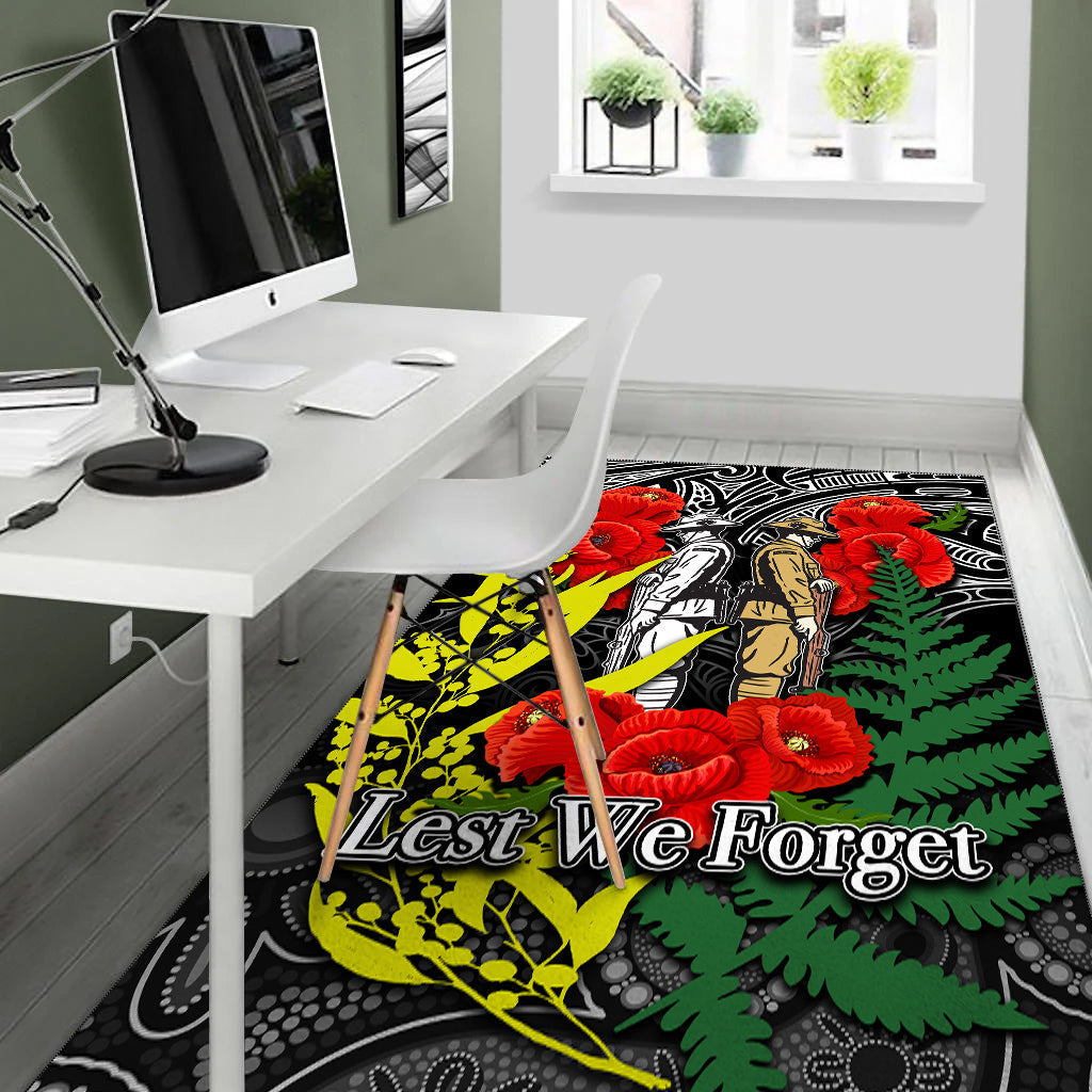 ANZAC Day Area Rug Maori Patterns White Color - Vibe Hoodie Shop