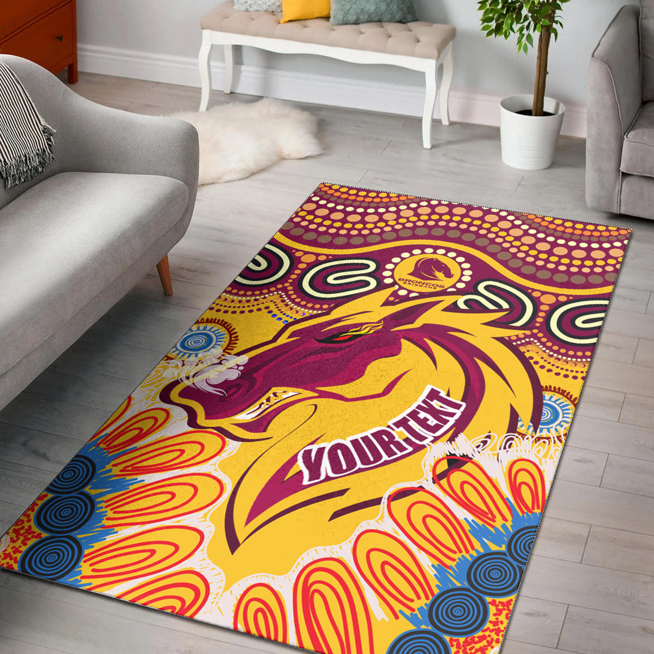 Broncos 2022 Rugby Custom Aboriginal Area Rug - Indigenous Super Broncos RLT13 - Vibe Hoodie Shop