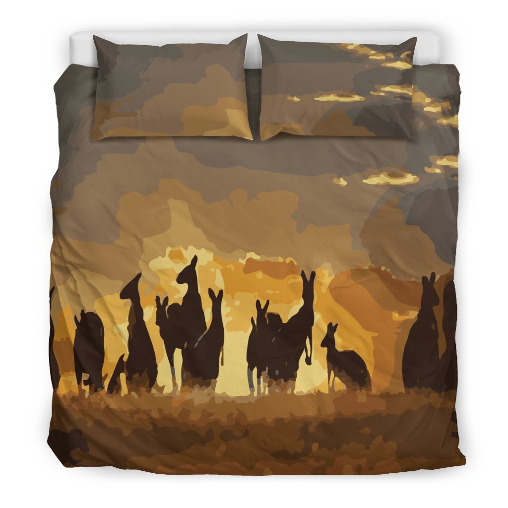 Bedding Sets - Kangaroo Bed Sets Family Sunset Ver02 - Vibe Hoodie Shop