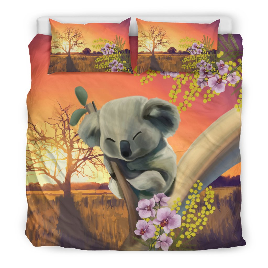 Bedding Sets - Koala Bed Sunset Sleeping Landscape Art Sets - Vibe Hoodie Shop