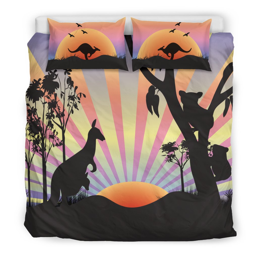 Bedding Sets - Kangaroo Bed Sets Sunset Ver03A - Vibe Hoodie Shop