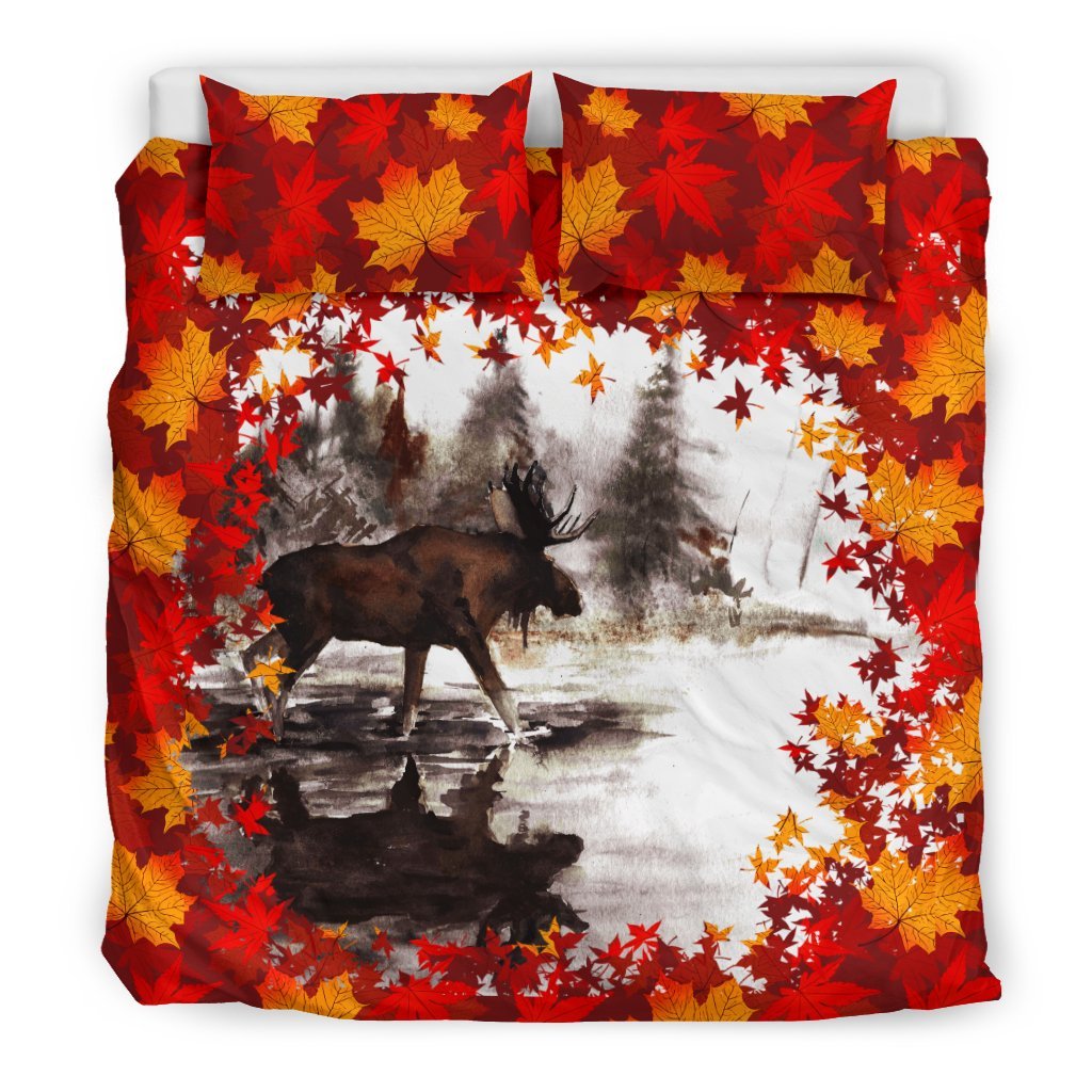 Canada Moose With Maple Leafs - Bedding Set - Vibe Hoodie Shop