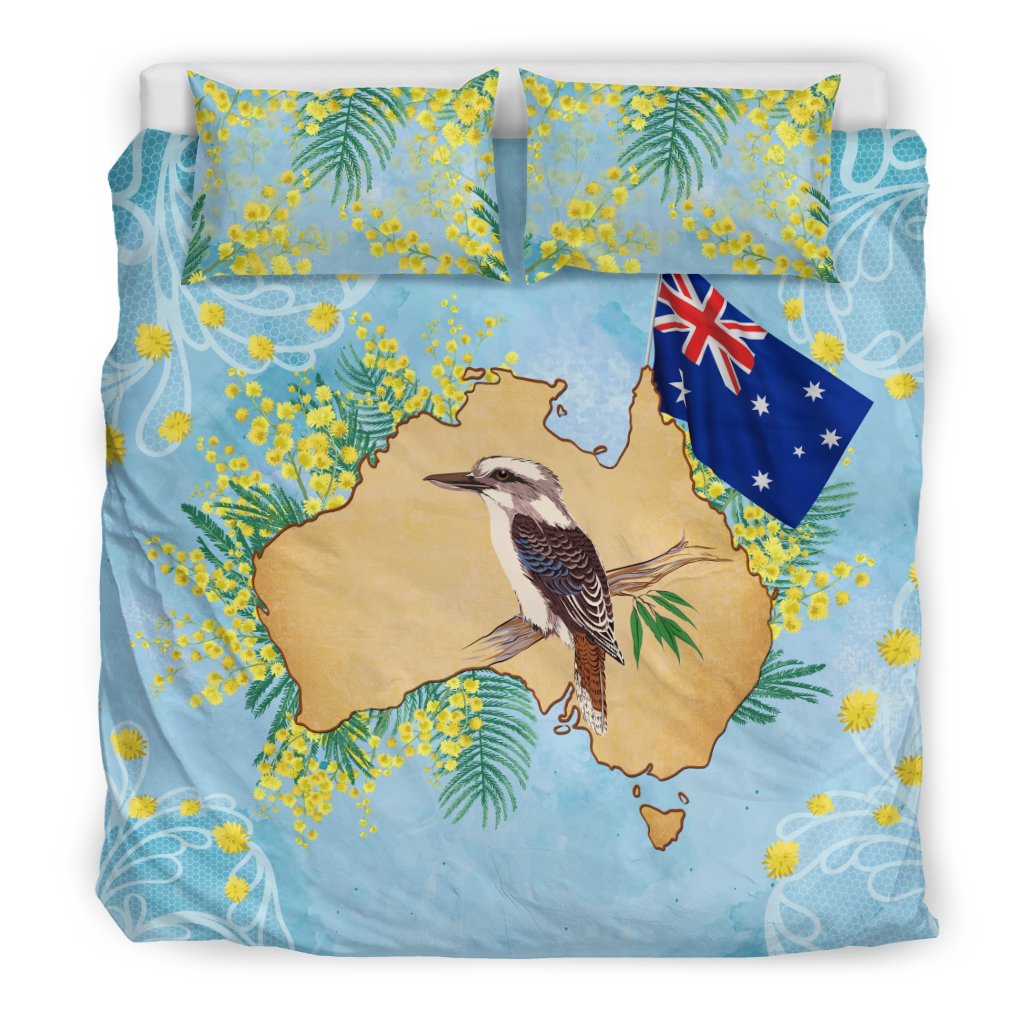 Australia Bedding Sets - Kookaburra Bed Aus Flag Golden Wattle Sets - Vibe Hoodie Shop