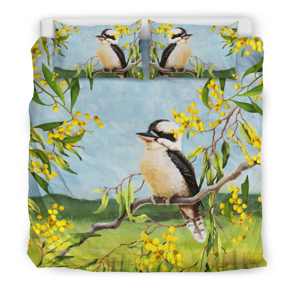 Australia Bedding Sets - Kookaburra Bed Golden Wattle Landscape Art Sets - Vibe Hoodie Shop