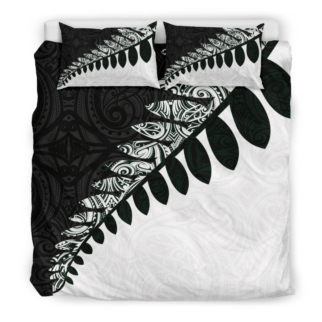 New Zealand Silver Fern Bedding Set Black White - Vibe Hoodie Shop
