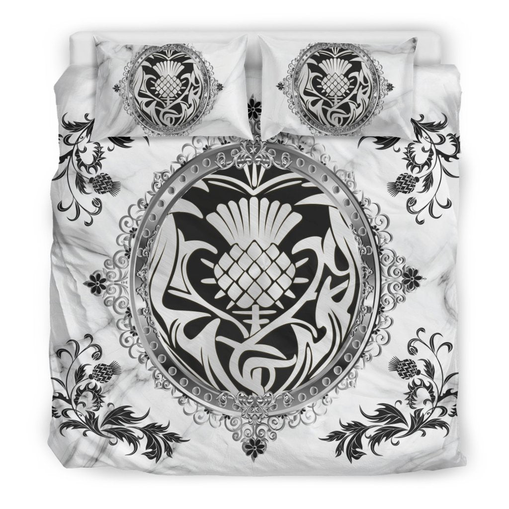 Luxury Silver Thistle Scotland  Bedding Set K5 White - Vibe Hoodie Shop