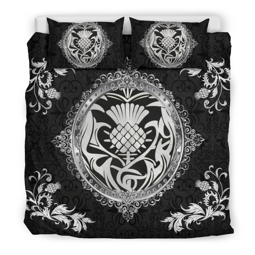 Luxury Silver Thistle Scotland  Bedding Set K5 Black - Vibe Hoodie Shop