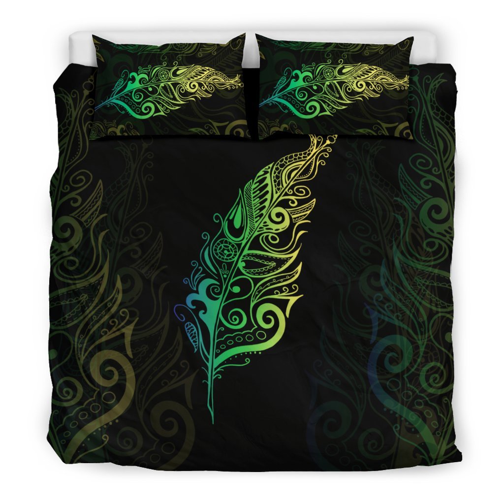 Light Silver Fern New Zealand Bedding Set - Green - Vibe Hoodie Shop