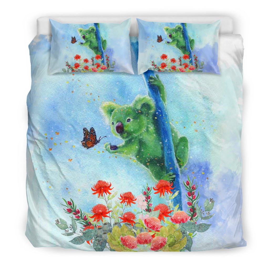 Bedding Sets - Koala Bed Butterfly In Waratah Painting Sets - Vibe Hoodie Shop