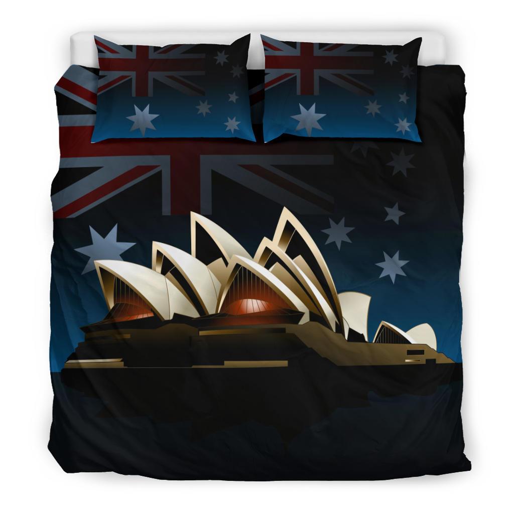 Bedding Sets - Sydney Opera Bed Mid Night Aus Flag Sets - Vibe Hoodie Shop