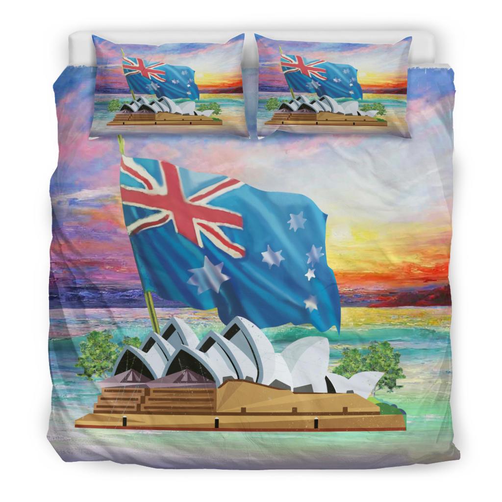 Bedding Sets - Sydney Opera Bed Aus Flag Landscape Painting Sets - Vibe Hoodie Shop