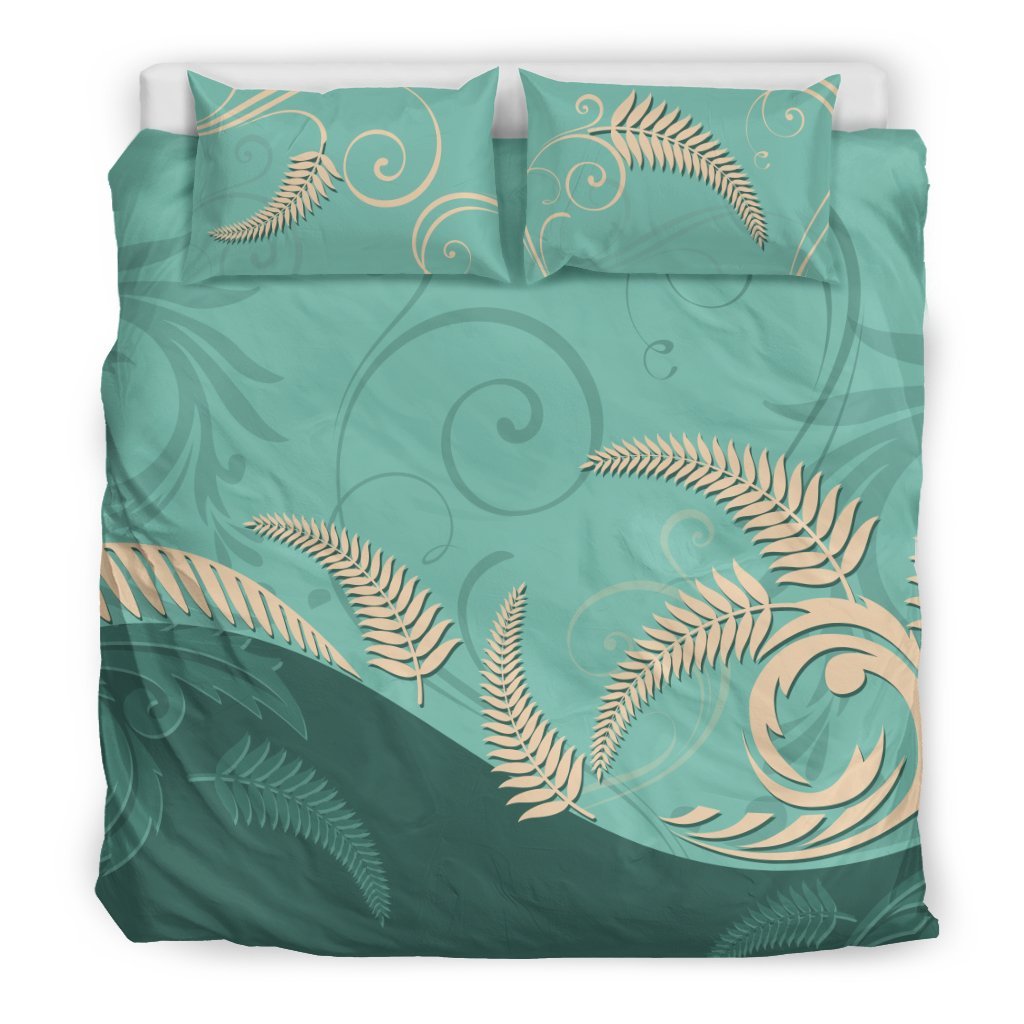 New Zealand Silver Fern Bedding Set - Mint X Golden - Vibe Hoodie Shop