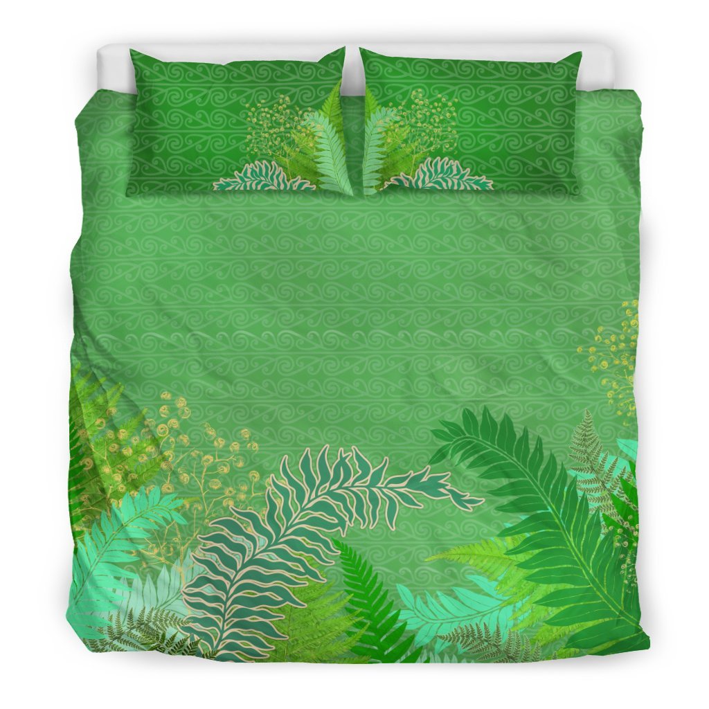 Tropical New Zealand Style With Silver Fern Bedding Set Green Ver - Vibe Hoodie Shop