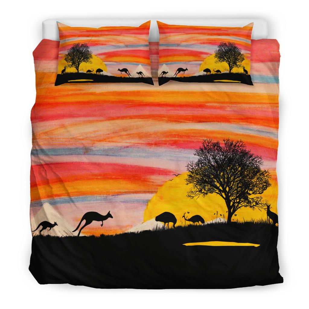 Bedding Sets - Kangaroo Bed Sunset Drawing Painting Sets - Vibe Hoodie Shop