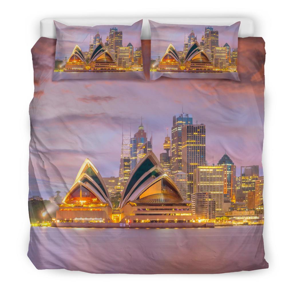 Bedding Sets - Sydney Opera Bed Sunset Landscape Art Sets - Vibe Hoodie Shop