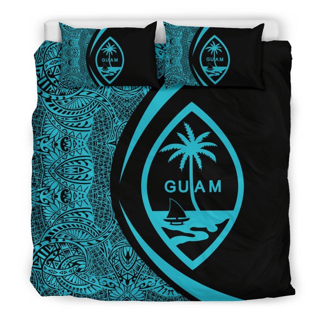 Guam Coat Of Arms Polynesian Bedding Set - Circle Style 02 - Vibe Hoodie Shop