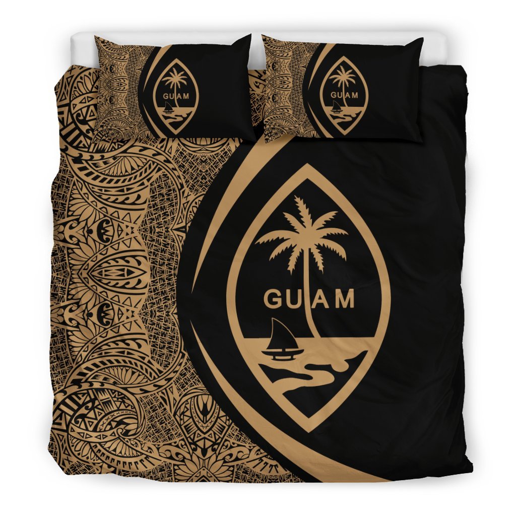 Guam Coat Of Arms Polynesian Bedding Set - Circle Style 08 - Vibe Hoodie Shop