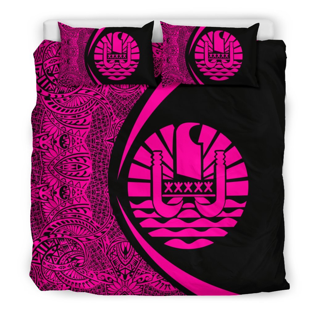 French Polynesia Coat Of Arms Polynesian Bedding Set - Circle Style 01 - Vibe Hoodie Shop