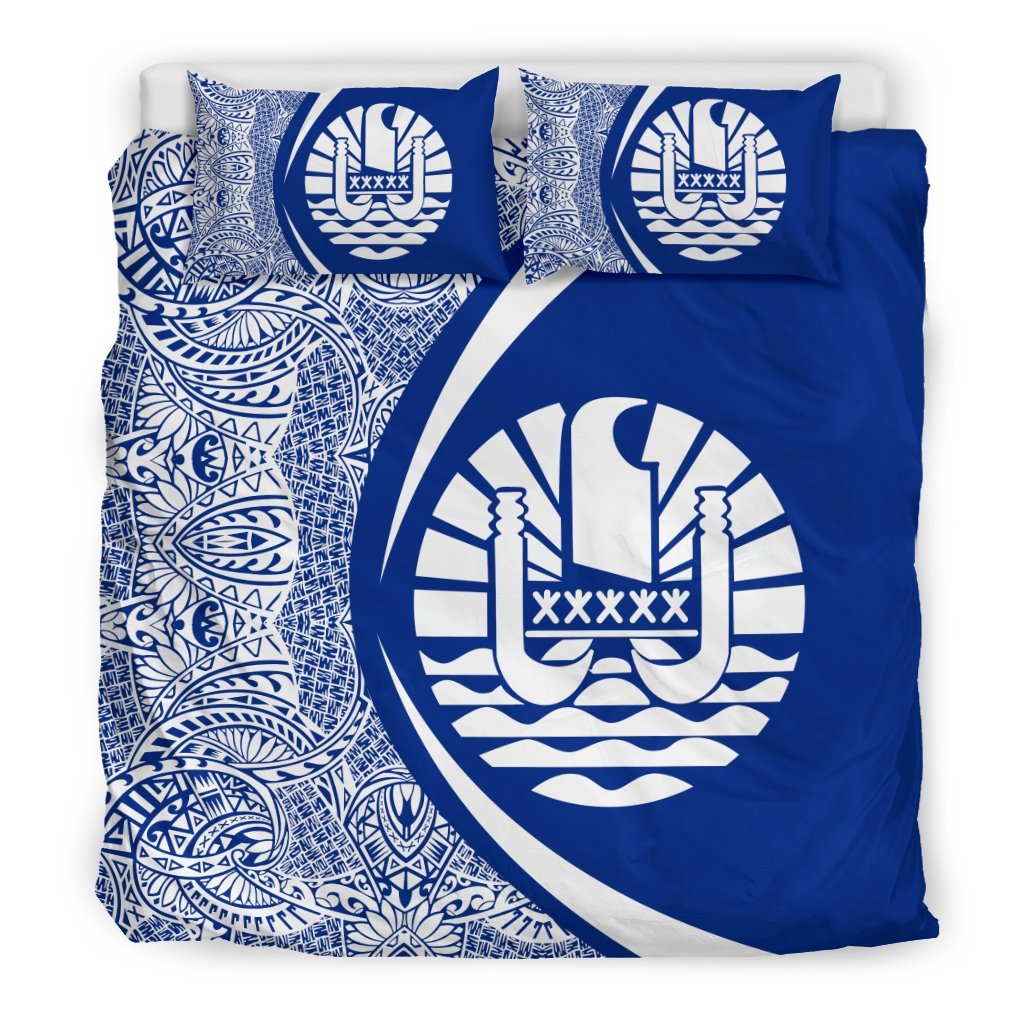 French Polynesia Coat Of Arms Polynesian Bedding Set - Circle Style 03 - Vibe Hoodie Shop